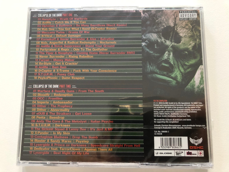 Lords Of Hardcore - Chapter XX - The Imperial Collapse Of The Dark (Germany's Oldest Hardcore Compilation - 15 Years Anniversary Edition) / Anime, The Sickest Squad & Lenny Dee, Ophidian & Ruffneck / Globe Audio CD 2018 / 898086-2