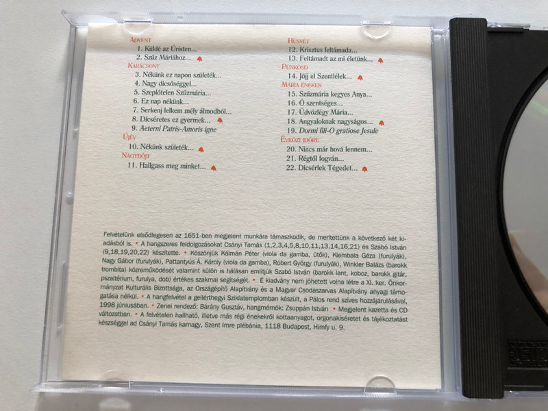 Szep Regi Enek / Cantus Catholici (1651) - regi magyar nepenekek - valogatas / Audio CD Stereo / BC 2896