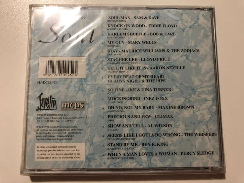 Stuck On Soul / Knock On Wood, My Guy, Oh No! Not My Baby, When A Man Loves A Woman / Spotlight On / Javelin Audio CD 1994 / HADCD145 (5022221014524)