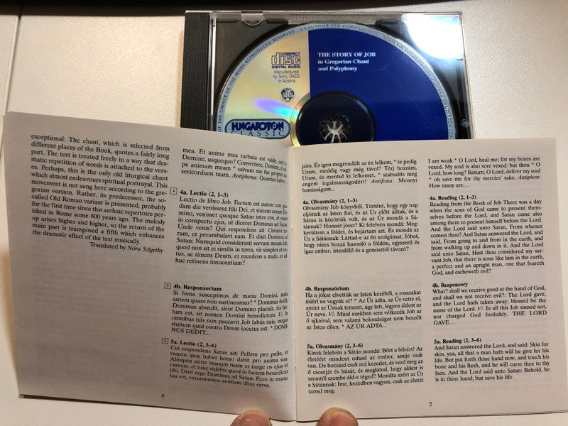 The Story of Job - in Gregorian Chant and Polyphony - Schola Hungarica / Laszlo Dobszay, Janka Szendrei / Hungaroton Classic Audio CD 2003 Stereo / HCD 32239