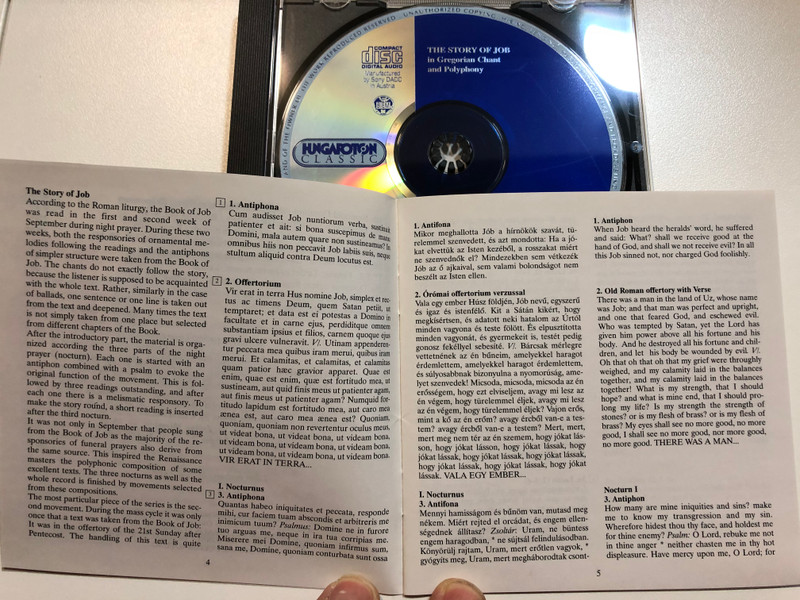 The Story of Job - in Gregorian Chant and Polyphony - Schola Hungarica / Laszlo Dobszay, Janka Szendrei / Hungaroton Classic Audio CD 2003 Stereo / HCD 32239