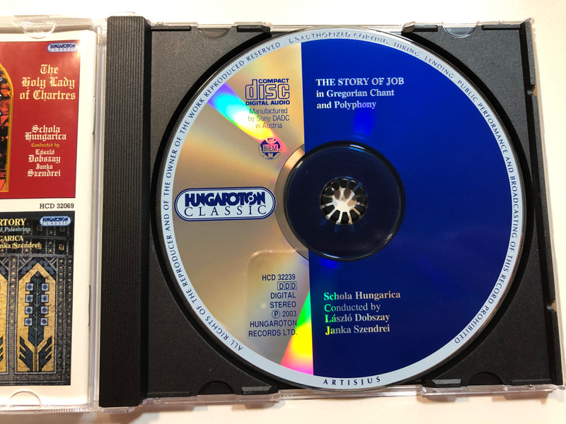 The Story of Job - in Gregorian Chant and Polyphony - Schola Hungarica / Laszlo Dobszay, Janka Szendrei / Hungaroton Classic Audio CD 2003 Stereo / HCD 32239