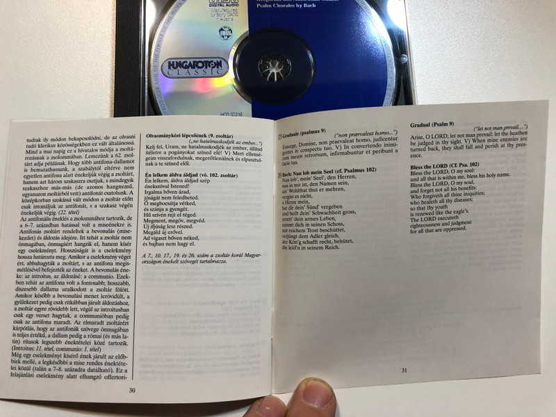 The Voice of the Psalms - Gregorian And Ambrosian Chants, Psalm Chorales By Bach / Schola Hungarica, Conducted by Laszlo Dobszay & Janka Szendrei / Hungaroton Classic Audio CD 2005 Stereo / HCD 32316