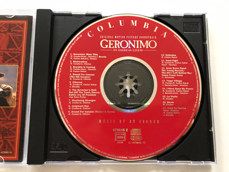 Geronimo (Original Motion Picture Soundtrack) - An American Legend / Music by Ry Cooder / Columbia Audio CD 1993 / 475645 2