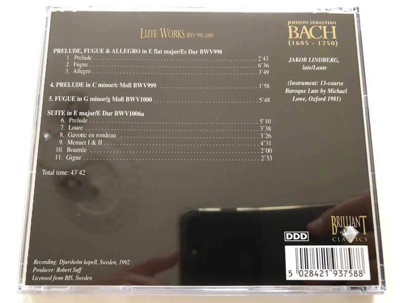 Lute Works BWV 998-1000 / Bach Edition / Brilliant Classics Audio CD / 99375/8