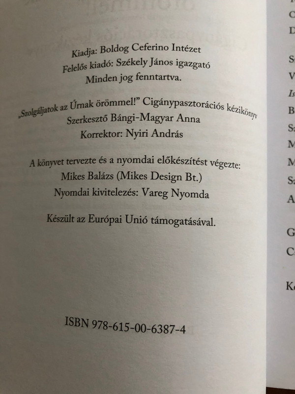"Szolgáljatok az Úrnak örömmel!" Cigánypasztorációs kézikönyv by Bángi-Magyar Anna / Boldog Ceferino Intézet / Paperback (9786150063874)