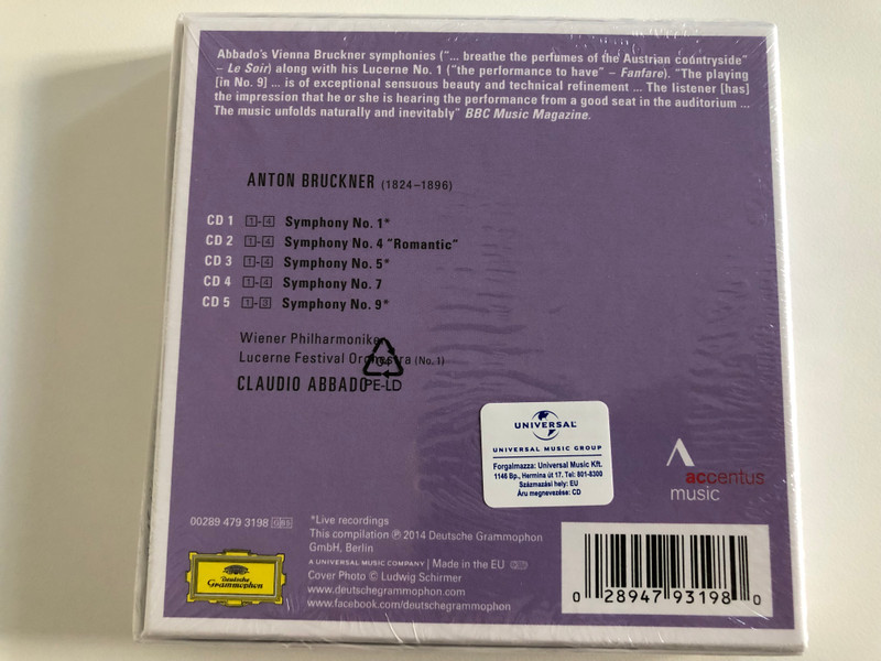 Abbado Bruckner / Wiener Philharmoniker, Lucerne Festival Orchestra / Deutsche Grammophon 5x Audio CD 2014 / 00289 479 3198