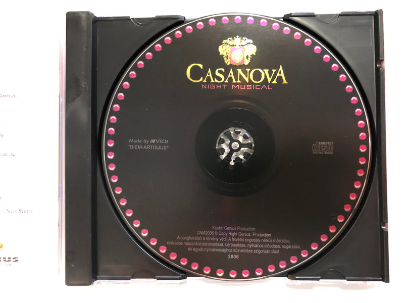 Perjés Péter, Szurdi Tamás, Moldován Ákos, Pejtsik Péter – Casanova Night Musical / GENIUS PRODUCTION Audio CD 2006 / CNM2006