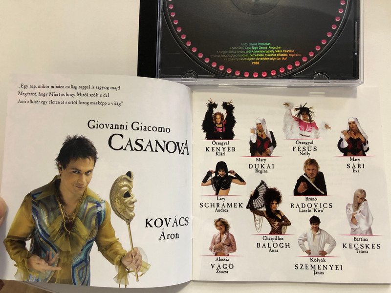 Perjés Péter, Szurdi Tamás, Moldován Ákos, Pejtsik Péter – Casanova Night Musical / GENIUS PRODUCTION Audio CD 2006 / CNM2006 