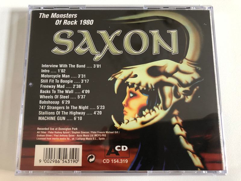 The Monsters Of Rock 1980 - Saxon / Recorded Live At Donnigton Park / Machine Gun, Freeway Mad, Wheels Of Steel, Motorcycle Man, and many more / ACD Audio CD Stereo / CD 154.319