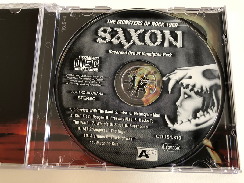 The Monsters Of Rock 1980 - Saxon / Recorded Live At Donnigton Park / Machine Gun, Freeway Mad, Wheels Of Steel, Motorcycle Man, and many more / ACD Audio CD Stereo / CD 154.319 