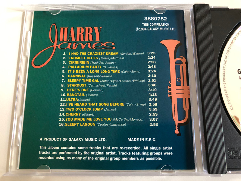 Harry James Greatest Hits / Trumpet Blues, Ciribiribin, Carnival, Stardust, I've Heard That Song Before / The Starlight Collection / Galaxy Audio CD 1994 / 3880782