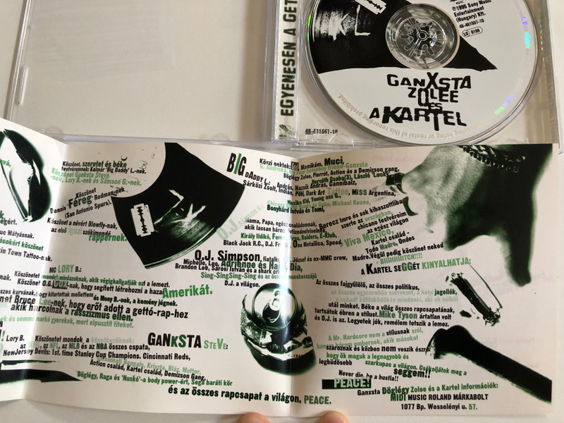 Ganxsta Zolee És A Kartel – Egyenesen A Gettóból / Epic Audio CD 1995 / EPC 481557 2