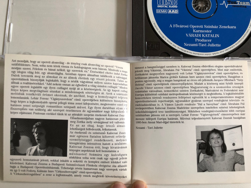 Kalocsai Zsuzsa / TonTeam Recording Audio CD