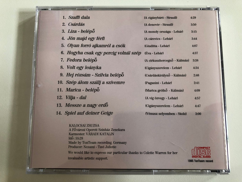 Kalocsai Zsuzsa / TonTeam Recording Audio CD