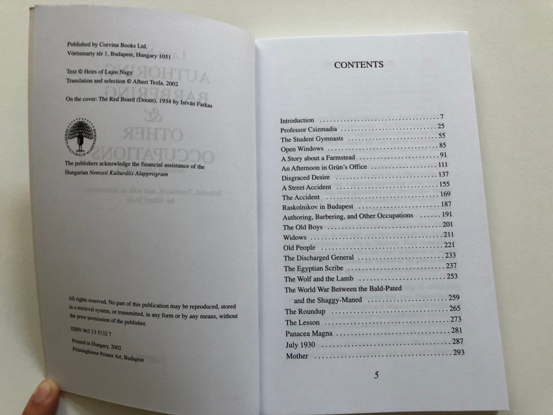 Authoring, Barbering & Other Occupations by Lajos Nagy / Selected Short Stories / Corvina Books 2002 / Translated by Albert Tezla / Paperback (9631351327)