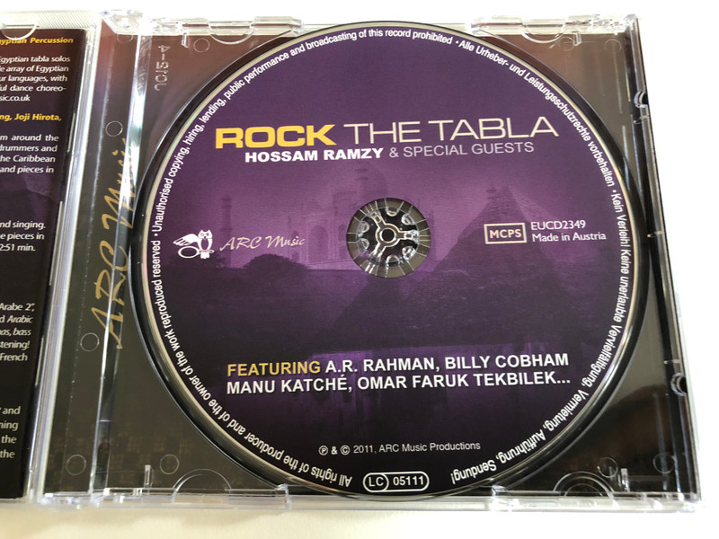 Rock The Tabla - Hossam Ramzy & Special Guests / Featuring A. R. Rahman, Billy Cobham, Manu Katche, Omar Faruk Tekbilek... / ARC Music Audio CD 2011 / EUCD2349
