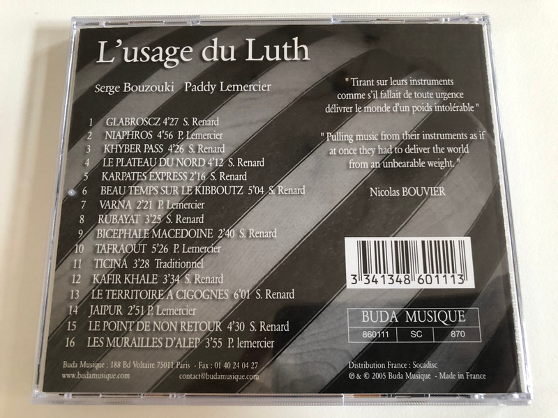 L'usage du Luth - Serge Bouzouki, Paddy Lemercier / Buda Musique Audio CD 2006 / 860111