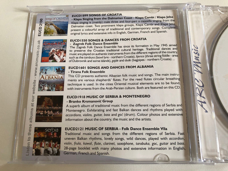 Folklore from Croatia - Tamburica orchestra veritas / ARC Music Audio CD 2008 / EUCD2190