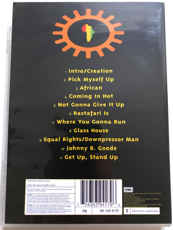 Peter Tosh DVD 1984 Captured live / EMI Records / African, Coming in Hot, Where You Gonna Run, Glass Hous, Get up, Stand Up (724353941796)