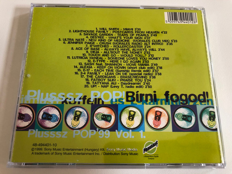 Pop'99 Vol. 1 / Will Smith, Lighhouse Family, E-17, UP!, Ace of Base, Touch and Go, Jennifer Paige... / Sony Music Media Audio CD 1999 / SMM 494401 2