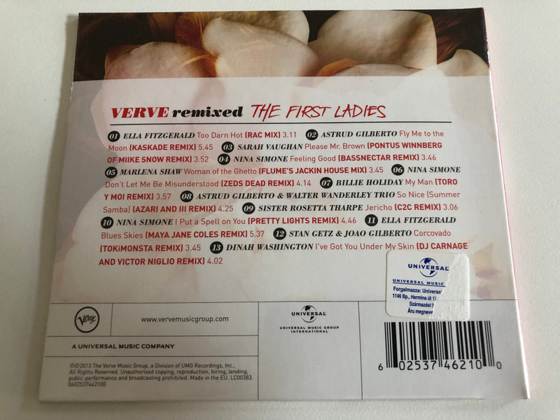 Verve Remixed (The First Ladies) / RAC, Kaskade, Bassnectar, Zeds Dead, Pretty Lights, Flume, C2C, Pontus Winnberg Of Mike Snow, Toro Y Moi, Tokimonsta, Maya Jane Coles, Azari And III / Verve Records Audio CD 2013 / 0602537462100