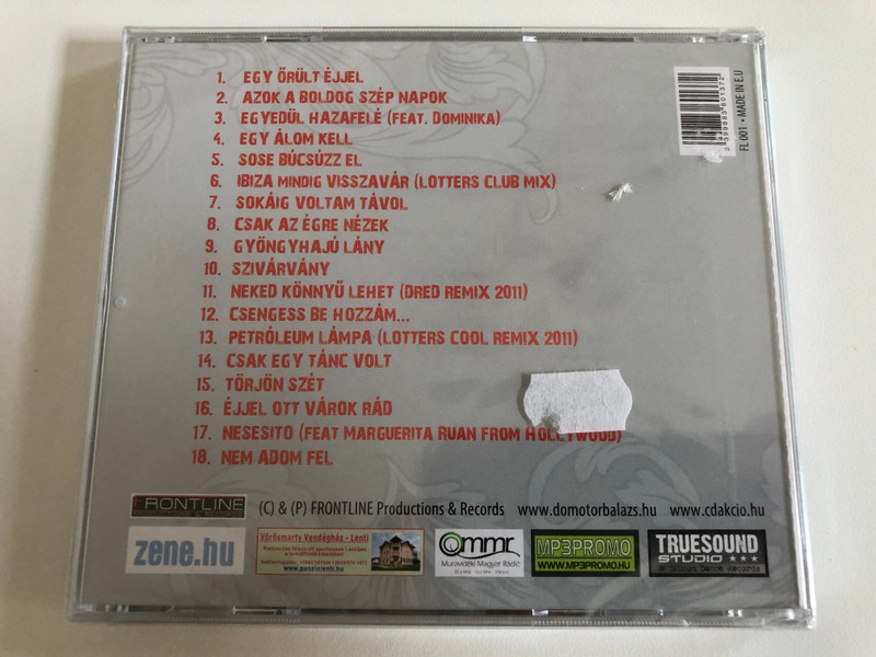 Domotor Balazs - Ejjel Ott Varok Rad / Album olyan dalokkal mint ''Egy orult ejjel'', ,,Csak az egre nezek'', ''Egy alom kell'' es ''Ibiza mindig visszavar''... + Dred & Lotters remixek / Frontline Audio CD / FL 001