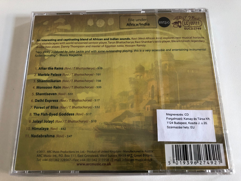 Afro-Indian Project - Ravi / Featuring: Tarun Bhattacharya, Bikram Ghosh, Danny Thompson and Hossam Ramzy / ARC Music Audio CD 2017 / EUCD 2749