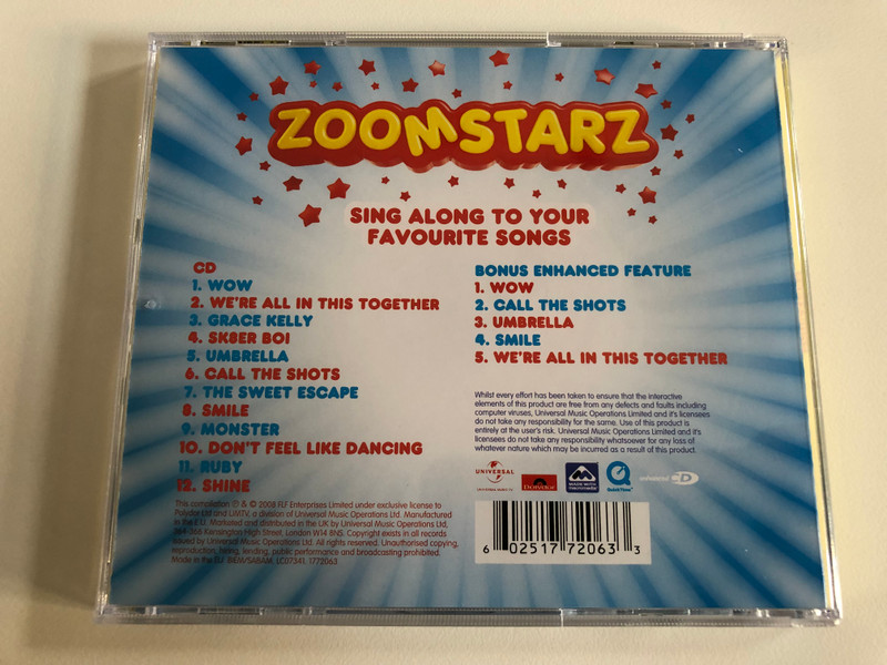 Zoomstarz / Sing Along To Your Favourite Songs - Call The Shots, Grace Kelly, Wow, Shine, And Lots More / This CD also plays Karaoke on your computer / Polydor Audio CD 2008 / 1772063