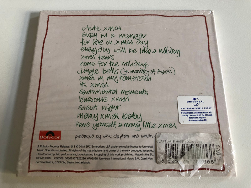 Happy Xmas - Eric Clapton / Produced by Eric Clapton and Simon Climie / Polydor Audio CD 2018 / 6792528