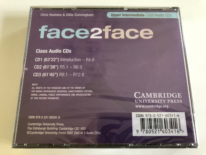 Face2face Upper Intermediate Class / 3 Audio CDs / Authors: Chris Redston & Gillie Cunningham / Publisher: Cambridge University Press (9780521603416)