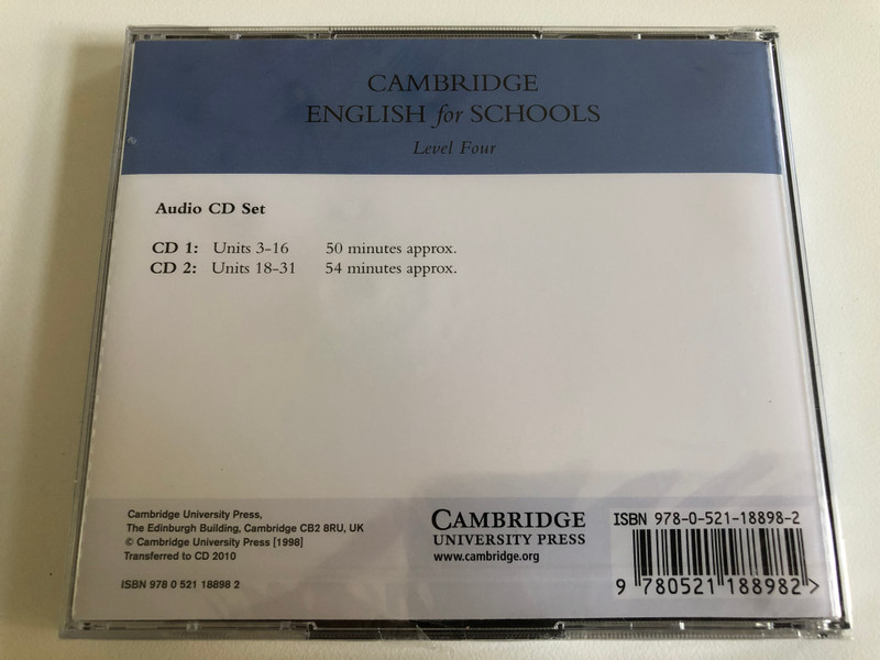 Cambridge English for Schools: Level 4 / 2 Audio CDs / Authors: Andrew Littlejohn , Diana Hicks / Publisher: Cambridge University Press
