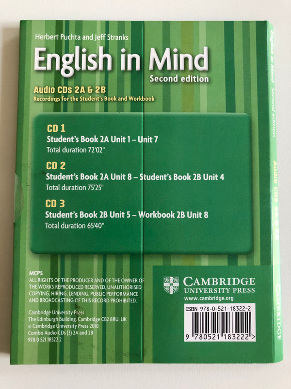 English in Mind Levels 2A and 2B Combo / 3 Audio CDs / 2nd Edition / Authors: Herbert Puchta, Jeff Stranks / Publisher: Cambridge University Press (9780521183222)
