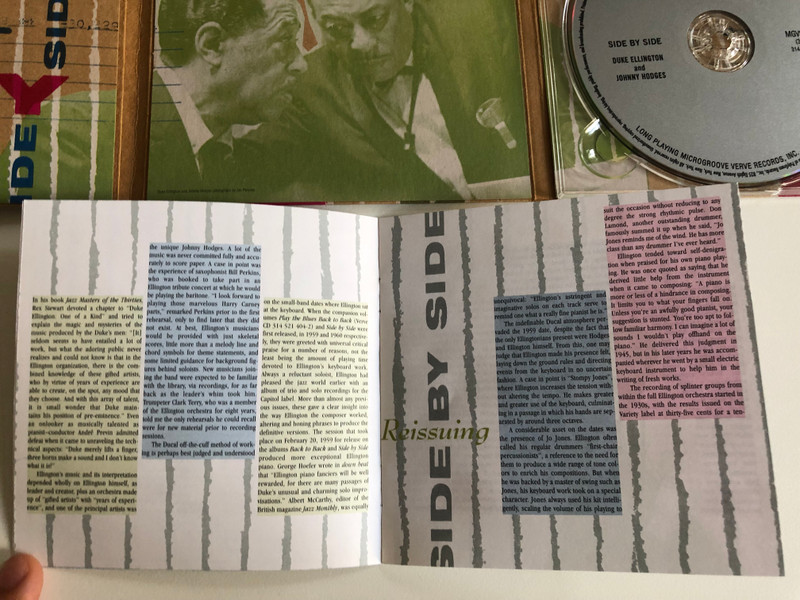 Side By Side - Duke Ellington And Johnny Hodges, plus others / Verve Records Audio CD 1999 Stereo / 314 521 405-2