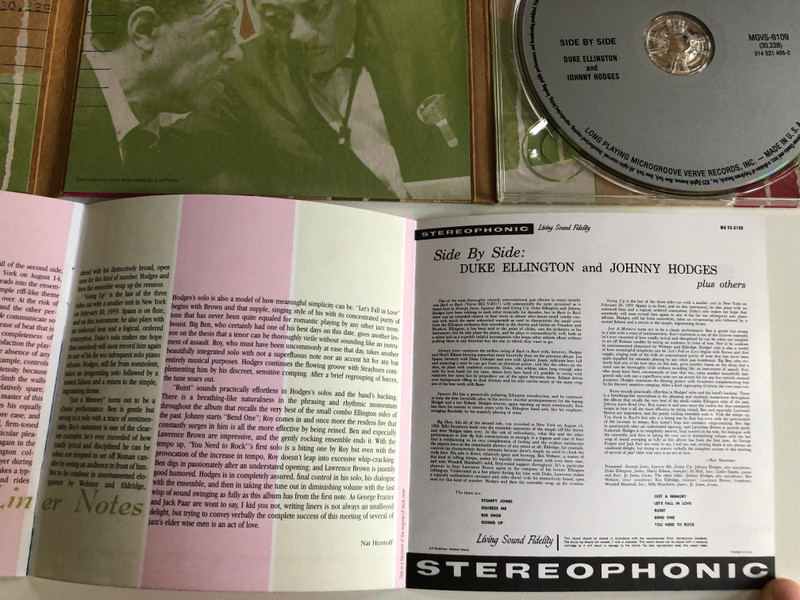Side By Side - Duke Ellington And Johnny Hodges, plus others / Verve Records Audio CD 1999 Stereo / 314 521 405-2