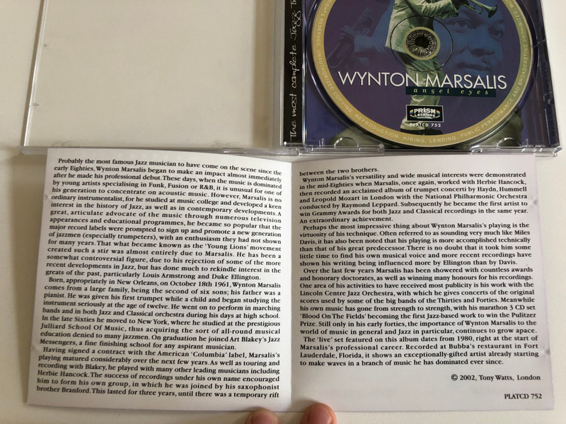 Wynton Marsalis - Angel Eyes / Featuring: Art Blakey, Jimmy Williams, Billy Pearce. Ellis Marsalis / The Jazz Masters Series / Prism Leisure Audio CD 2001 / PLATCD 752