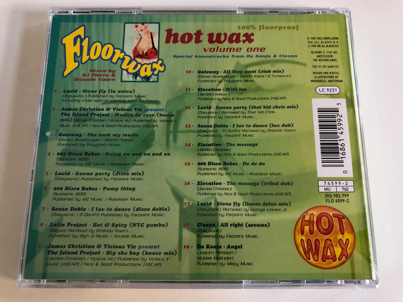 Hot Wax Volume One - Floorwax / Mixed by DJ Pierre & Orlando Voorn / Special bonustracks from Da Kooja & Claxon / Floorwax Audio CD 1995 / FLO 4599 2 