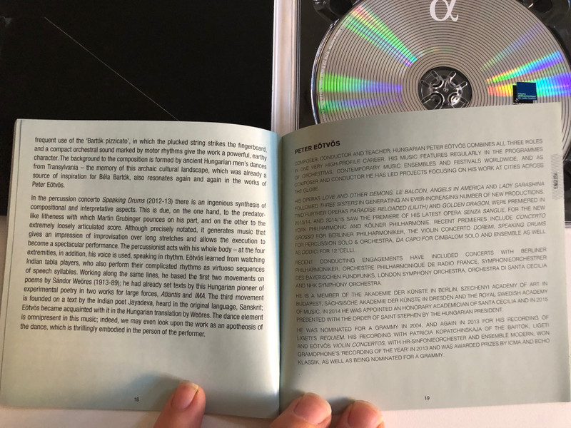 Peter Eötvös - DoReMi, Cello Concerto Grosso, Speaking Drums / Midori, Jean-Guihen Queyras, Martin Grubinger / Orchestre Philharmonique De Radio France / Alpha Classics Audio CD 2016 / Alpha 208