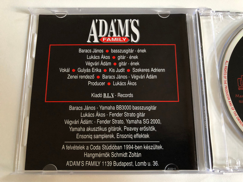 Ádám's Family – Hírek / B.L.V. Records Audio CD 1994 Stereo / BLVCD 001