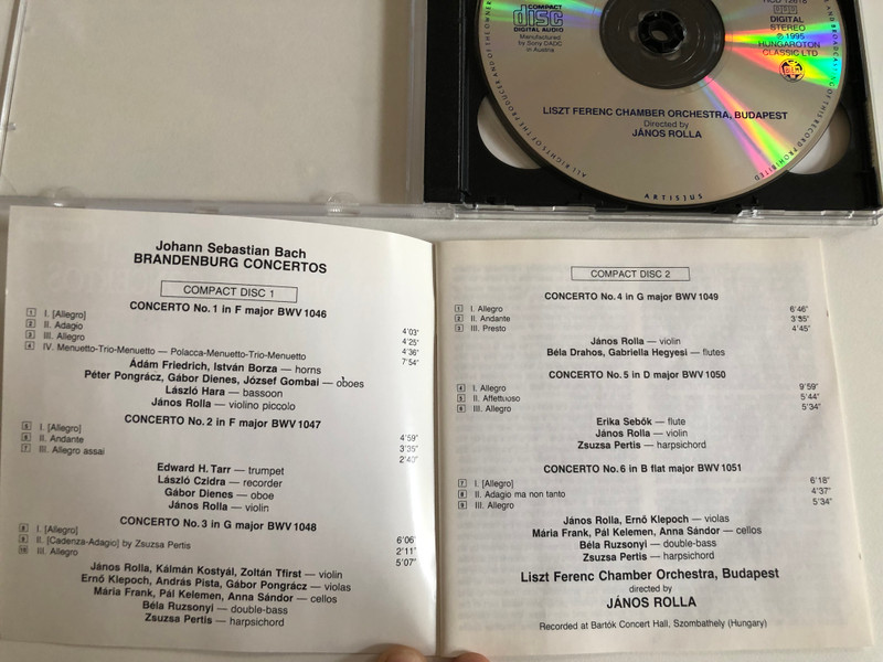 Johann Sebastian Bach: Brandenburg Concertos / Liszt Ferenc Chamber Orchestra, Budapest, János Rolla / Hungaroton Classic 2x Audio CD 1995 Stereo / HCD 12618-19