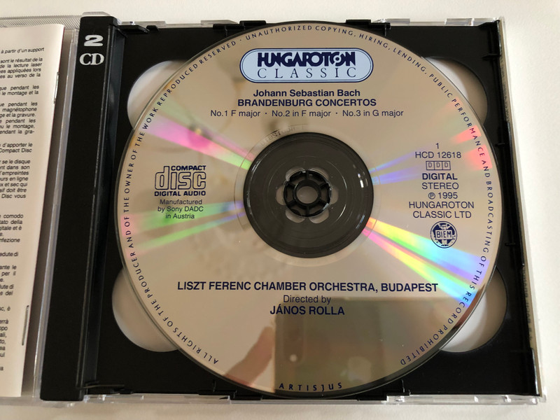 Johann Sebastian Bach: Brandenburg Concertos / Liszt Ferenc Chamber Orchestra, Budapest, János Rolla / Hungaroton Classic 2x Audio CD 1995 Stereo / HCD 12618-19
