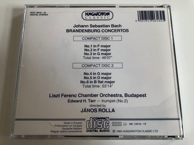 Johann Sebastian Bach: Brandenburg Concertos / Liszt Ferenc Chamber Orchestra, Budapest, János Rolla / Hungaroton Classic 2x Audio CD 1995 Stereo / HCD 12618-19