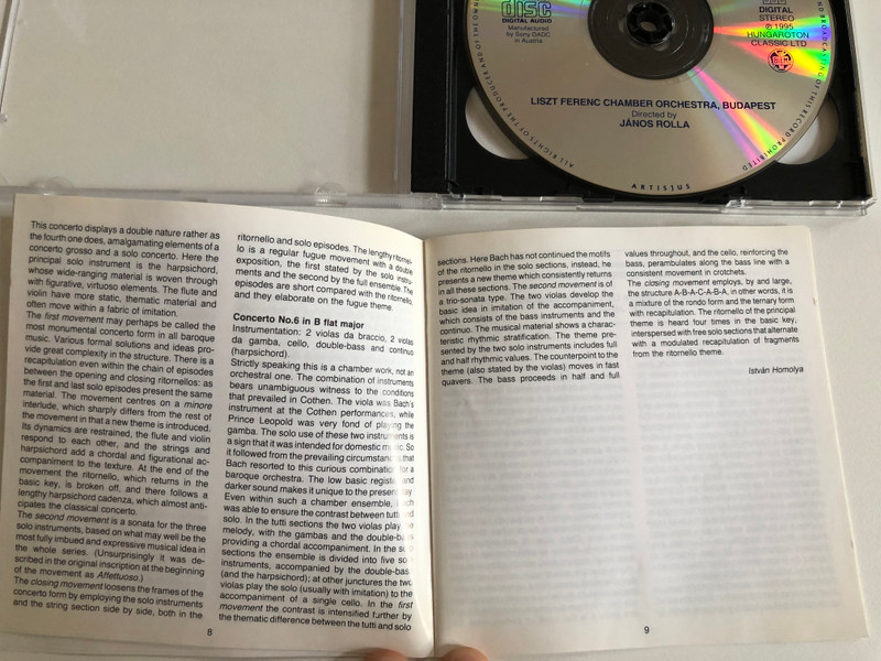Johann Sebastian Bach: Brandenburg Concertos / Liszt Ferenc Chamber Orchestra, Budapest, János Rolla / Hungaroton Classic 2x Audio CD 1995 Stereo / HCD 12618-19