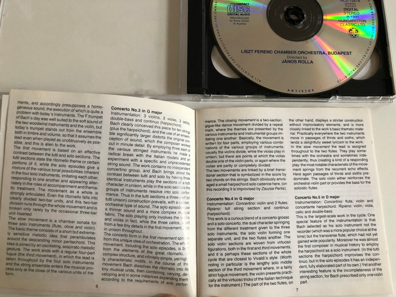 Johann Sebastian Bach: Brandenburg Concertos / Liszt Ferenc Chamber Orchestra, Budapest, János Rolla / Hungaroton Classic 2x Audio CD 1995 Stereo / HCD 12618-19