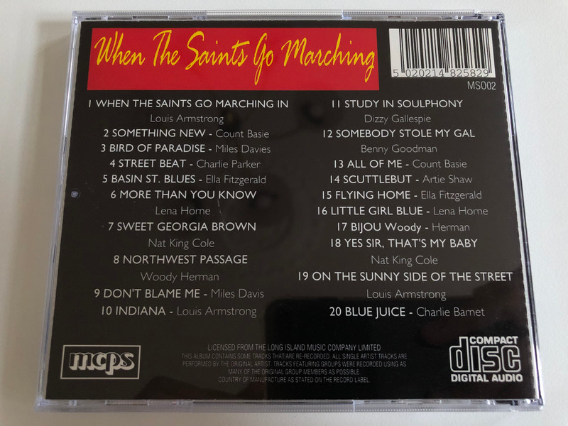 When The Saints Go Marching - Volume 2 / 20 Fabulous Tracks / Bird Of Paradise, Sweet Georgia Brown Indiana, All Of Me, Flying Home, Little Girl Blue, Yes,Sir,That's My Baby, On the Sunny Side of the Street / Music Star Audio CD / MS002