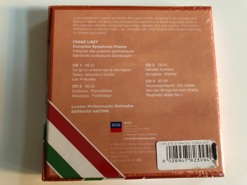 Liszt - Complete Symphonic Poems By London Philharmonic Orchestra / Bernard Haitink (Conductor) / 4 CDs / Made in the EU (0028947823094)