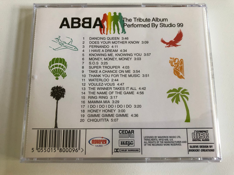 Abba – The Tribute Album Performed By Studio 99 / Includes: Dancing Queen, Does Your Mother Know, Fernando, Waterloo, Mamma Mia and many more / Cedar Audio CD / 1-1009