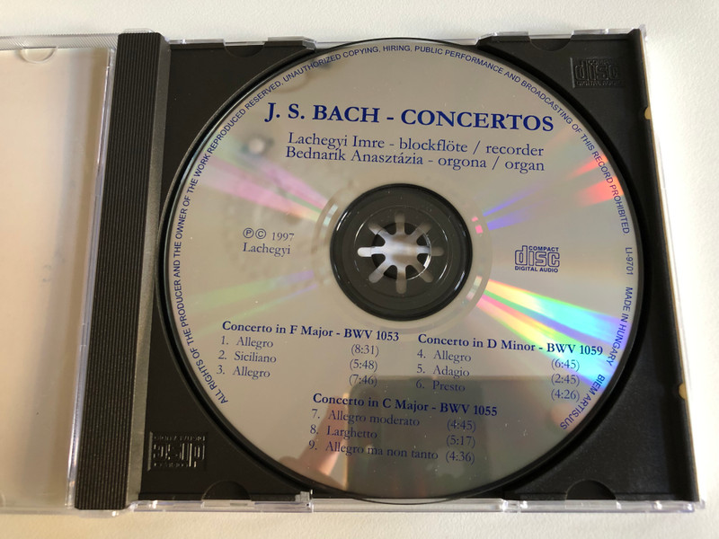 J. S. Bach - Concertos / Lachegyi Audio CD 1997 / LI-9701