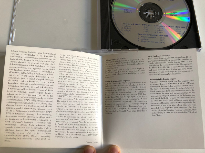 J. S. Bach - Concertos / Lachegyi Audio CD 1997 / LI-9701