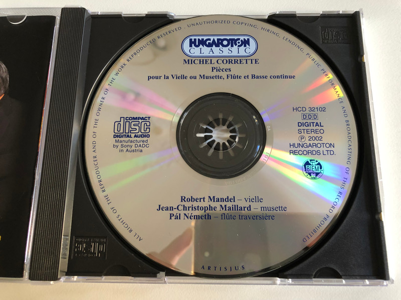 Michel Corrette - Pieces Pour La Vielle Ou Musette Flute, Et Basse Continue / Robert Mandel, Jean Christophe Maillard, Pal Nemeth / Hungaroton Classic Audio CD 2002 Stereo / HCD 32102